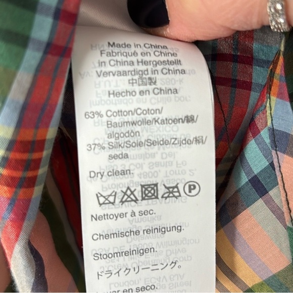 J. Crew Silk Blend Classic Popover Shirt in Ribbon Plaid S - Picture 8 of 8
